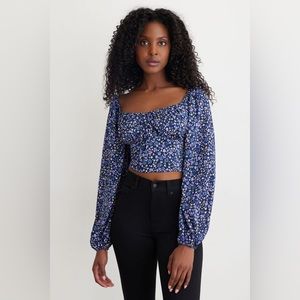 DYNAMITE Square Neck Blouse With Bubble Sleeves NWT